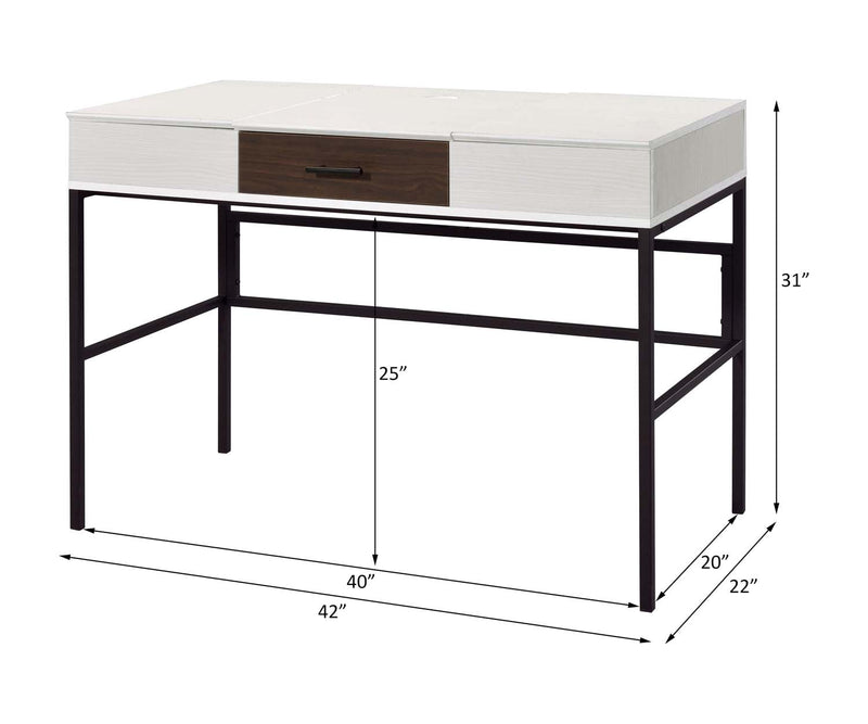 Verster Writing Desk w/USB, Natural & Black Finish Acme