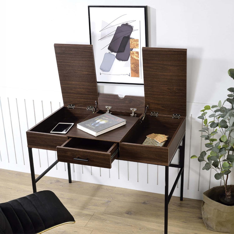 Verster Writing Desk w/USB, Oak & Black Finish Acme