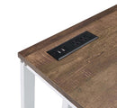 Tyrese Writing Desk w/USB, Walnut & White Finish Acme