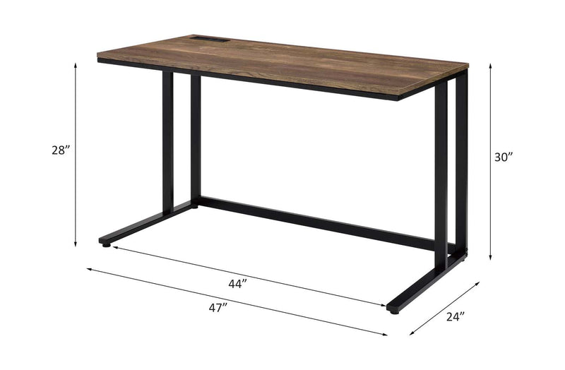Tyrese Writing Desk w/USB, Walnut & Black Finish Acme