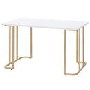 Estie Writing Desk, White & Gold Finish Acme