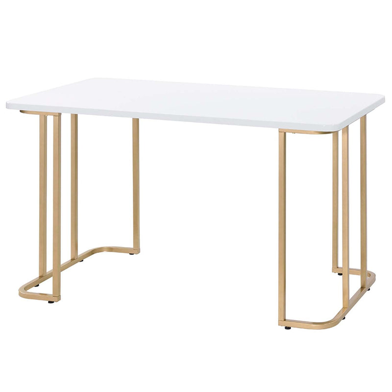 Estie Writing Desk, White & Gold Finish Acme