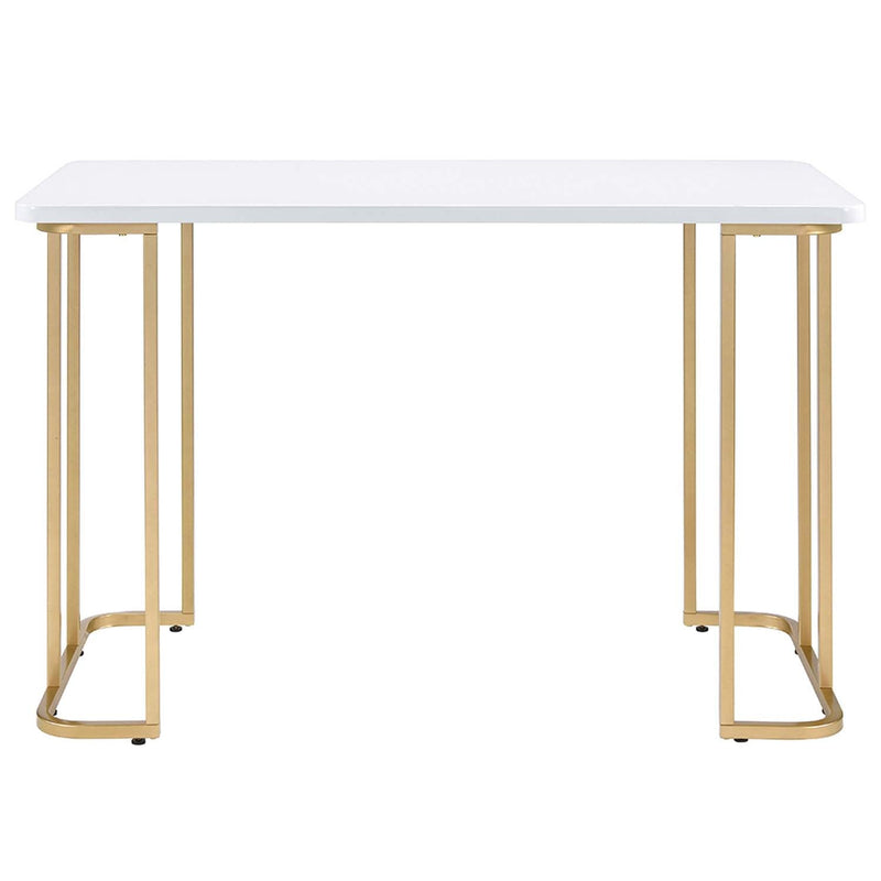 Estie Writing Desk, White & Gold Finish Acme