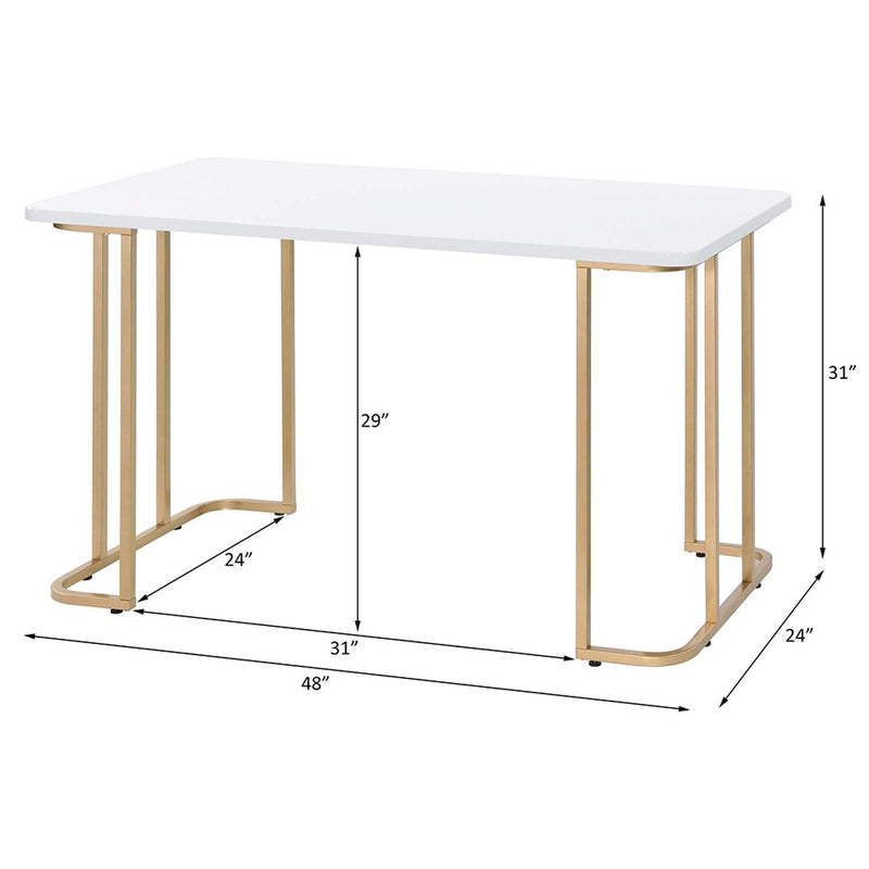 Estie Writing Desk, White & Gold Finish Acme