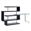Buck II Writing Desk w/Bookshelf, Clear Glass, Chrome & Black Finish Acme