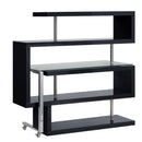 Buck II Writing Desk w/Bookshelf, Clear Glass, Chrome & Black Finish Acme