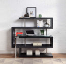 Buck II Writing Desk w/Bookshelf, Clear Glass, Chrome & Black Finish Acme