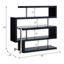 Buck II Writing Desk w/Bookshelf, Clear Glass, Chrome & Black Finish Acme