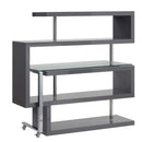 Buck II Writing Desk w/Bookshelf, Clear Glass, Chrome & Gray High Gloss Finish Acme