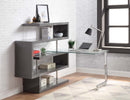 Buck II Writing Desk w/Bookshelf, Clear Glass, Chrome & Gray High Gloss Finish Acme