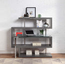 Buck II Writing Desk w/Bookshelf, Clear Glass, Chrome & Gray High Gloss Finish Acme
