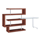 Buck II Writing Desk w/Bookshelf, Clear Glass, Chrome & Walnut Acme