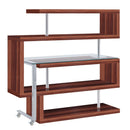 Buck II Writing Desk w/Bookshelf, Clear Glass, Chrome & Walnut Acme