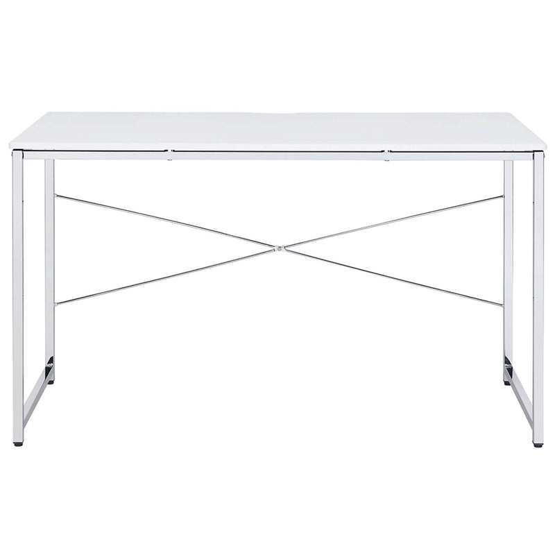 Tennos Writing Desk, White & Chrome Finish Acme