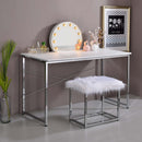 Tennos Writing Desk, White & Chrome Finish Acme