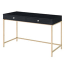 Ottey Writing Desk, Black High Gloss & Gold Finish Acme