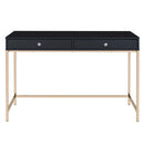 Ottey Writing Desk, Black High Gloss & Gold Finish Acme