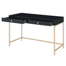 Ottey Writing Desk, Black High Gloss & Gold Finish Acme