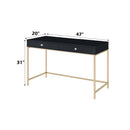 Ottey Writing Desk, Black High Gloss & Gold Finish Acme