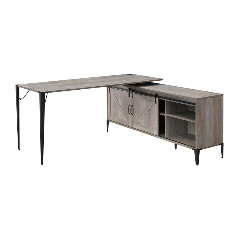 Zakwani Writing Desk, Gray Oak & Black Finish Acme