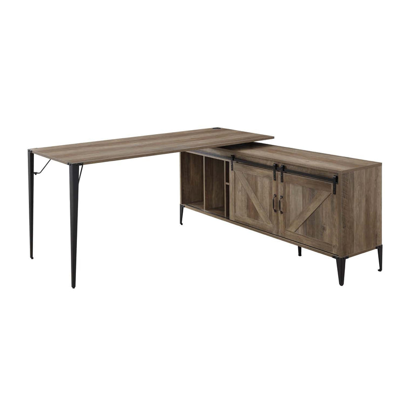 Zakwani Writing Desk, Rustic Oak & Black Finish Acme