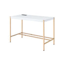 Midriaks Writing Desk w/USB, White & Gold Finish Acme