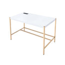 Midriaks Writing Desk w/USB, White & Gold Finish Acme