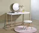 Midriaks Writing Desk w/USB, White & Gold Finish Acme