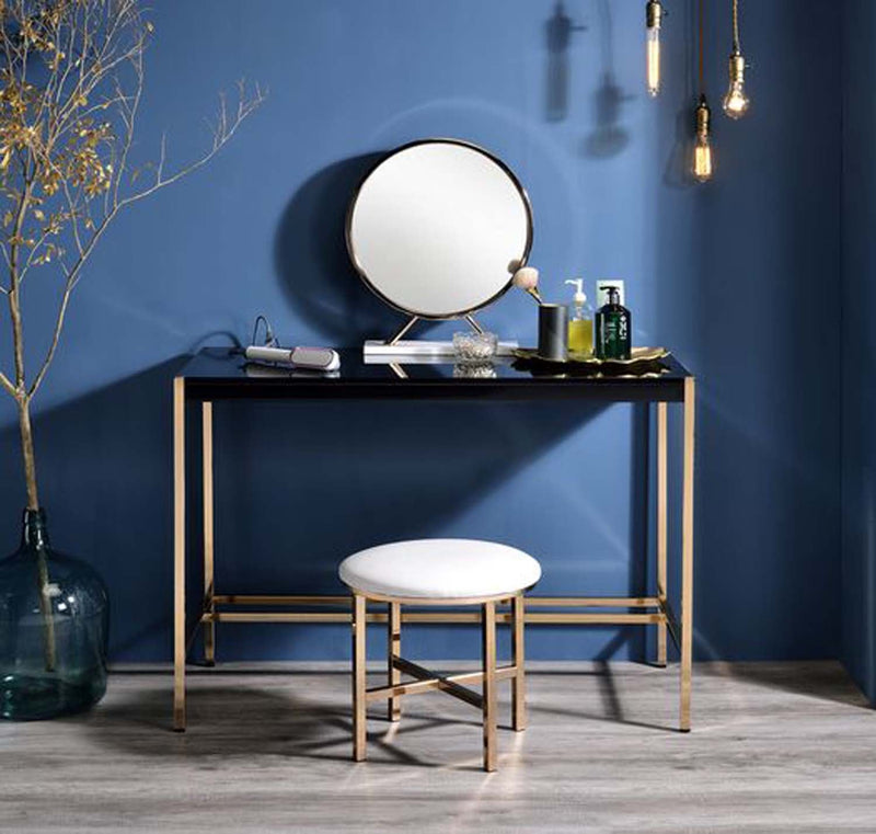 Midriaks Writing Desk w/USB, Black & Gold Finish Acme