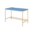 Midriaks Writing Desk w/USB, Navy Blue & Gold Finish Acme
