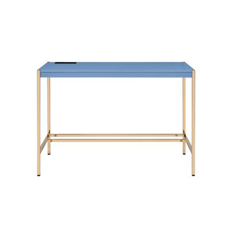 Midriaks Writing Desk w/USB, Navy Blue & Gold Finish Acme