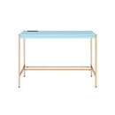 Midriaks Writing Desk w/USB, Baby Blue & Gold Finish Acme
