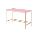 Midriaks Writing Desk w/USB, Pink & Gold Finish Acme