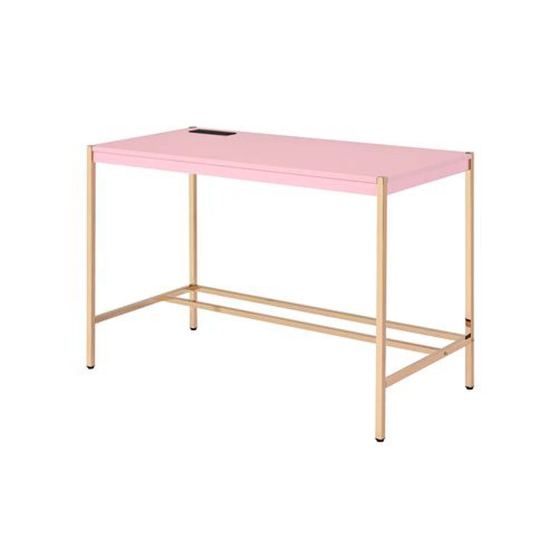 Midriaks Writing Desk w/USB, Pink & Gold Finish Acme