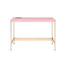 Midriaks Writing Desk w/USB, Pink & Gold Finish Acme