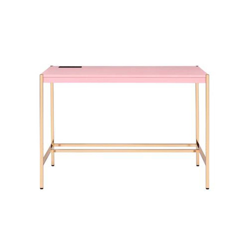 Midriaks Writing Desk w/USB, Pink & Gold Finish Acme