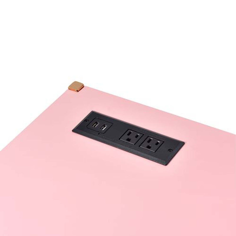 Midriaks Writing Desk w/USB, Pink & Gold Finish Acme