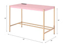 Midriaks Writing Desk w/USB, Pink & Gold Finish Acme