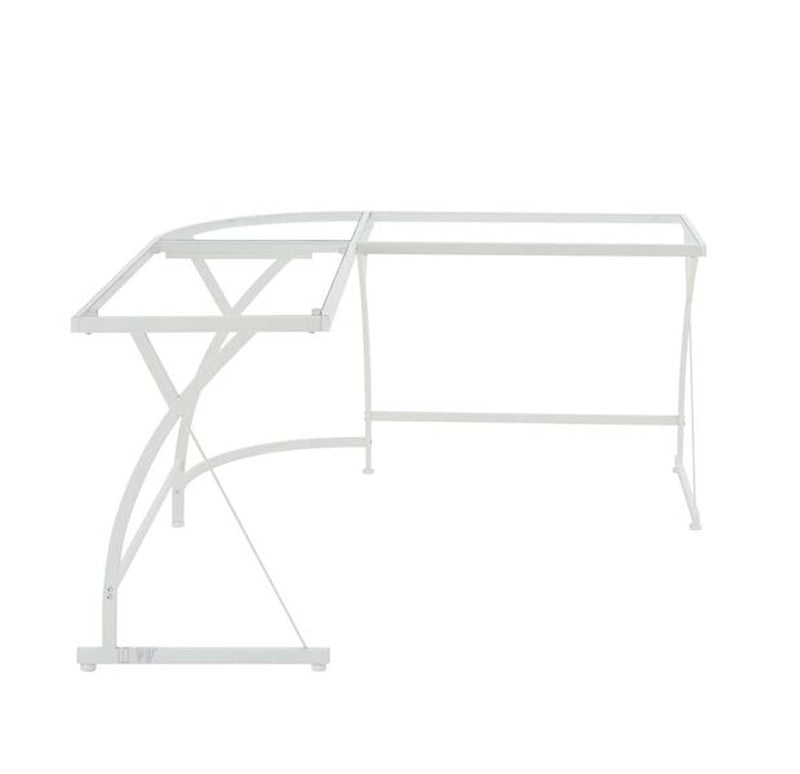 Janison Writing Desk, Clear Glass Top & White Finish Acme