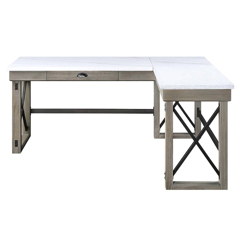 Talmar Writing Desk w/Lift Top, Marble Top & Rustic Oak Finish Acme