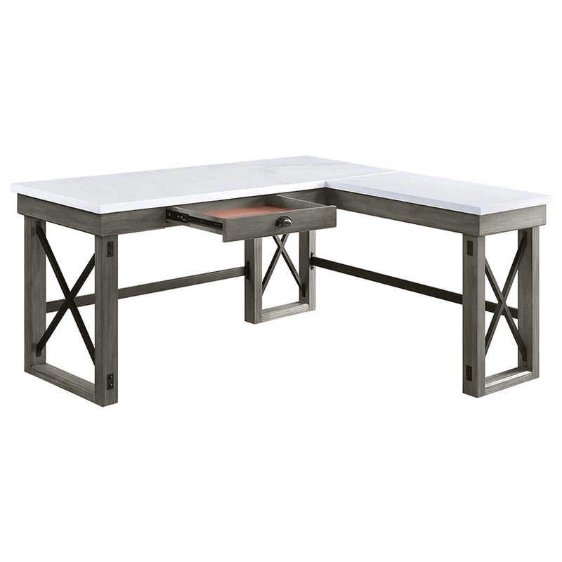 Talmar Writing Desk w/Lift Top, Marble Top & Weathered Gray Finish Acme