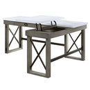 Talmar Writing Desk w/Lift Top, Marble Top & Weathered Gray Finish Acme