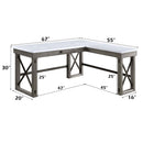 Talmar Writing Desk w/Lift Top, Marble Top & Weathered Gray Finish Acme