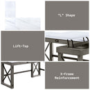 Talmar Writing Desk w/Lift Top, Marble Top & Weathered Gray Finish Acme