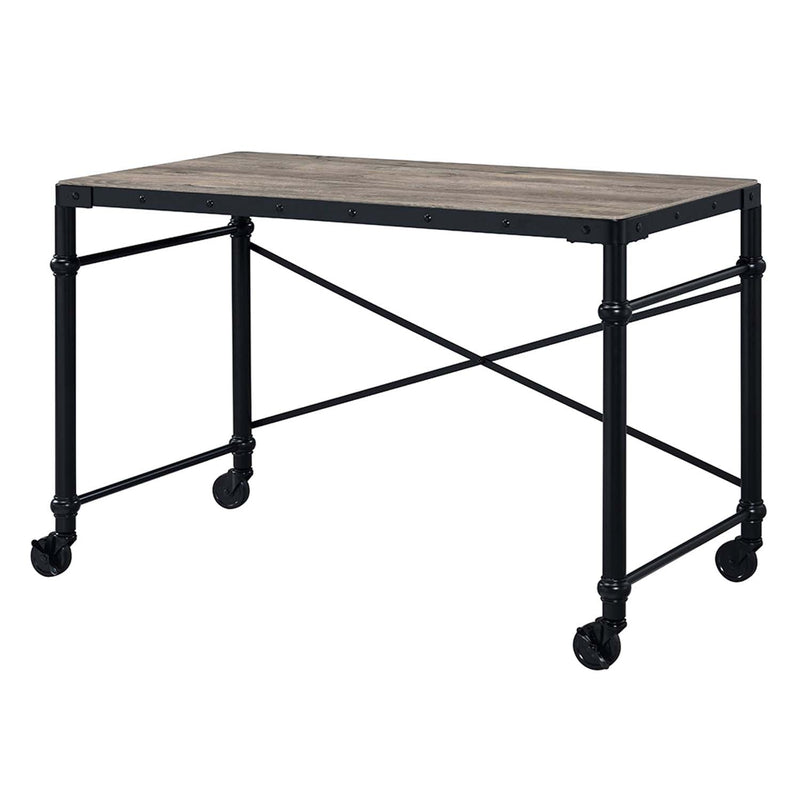 Oklarth Writing Desk, Rustic Oak & Black Finish Acme