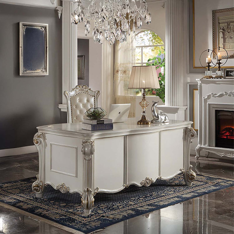 Vendome Executive Writing Desk, Antique Pearl Finish Acme