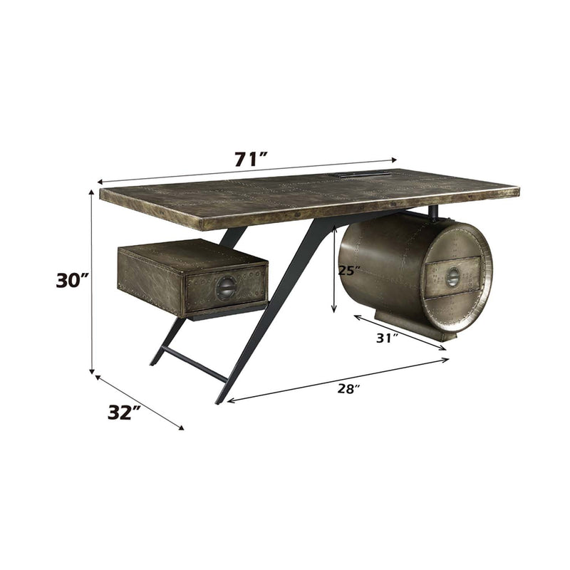 Brancaster Executive Writing Desk w/USB, Bronze Aluminum Acme