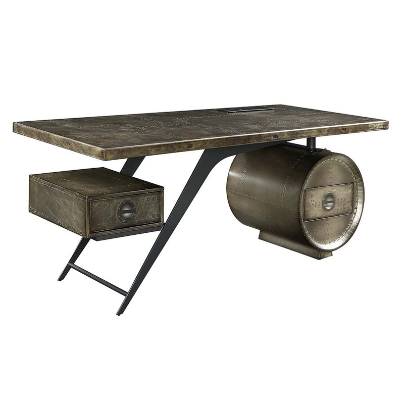 Brancaster Executive Writing Desk w/USB, Bronze Aluminum Acme