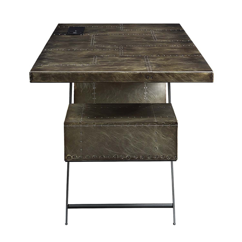 Brancaster Executive Writing Desk w/USB, Bronze Aluminum Acme