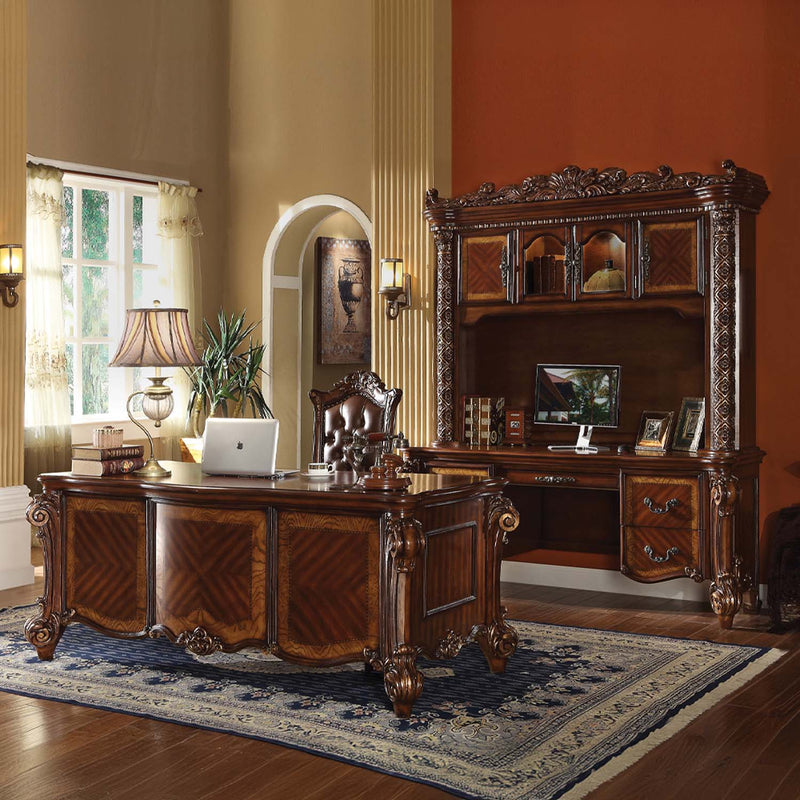 Vendome Computer Desk w/Hutch, Cherry Finish Acme